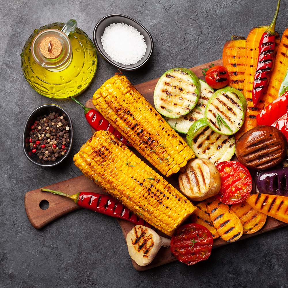 Grilled Vegetables with Spices, Herbs, and White Balsamic Vinegar