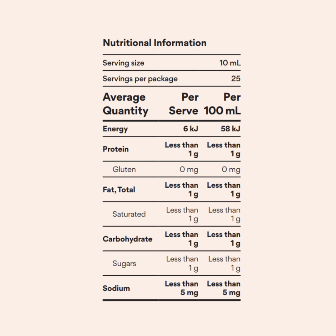 Nutritional Information: Organic Apple Cider Vinegar